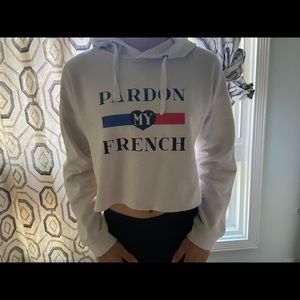 Forever 21 Pardon my French oversized cropped hoodie